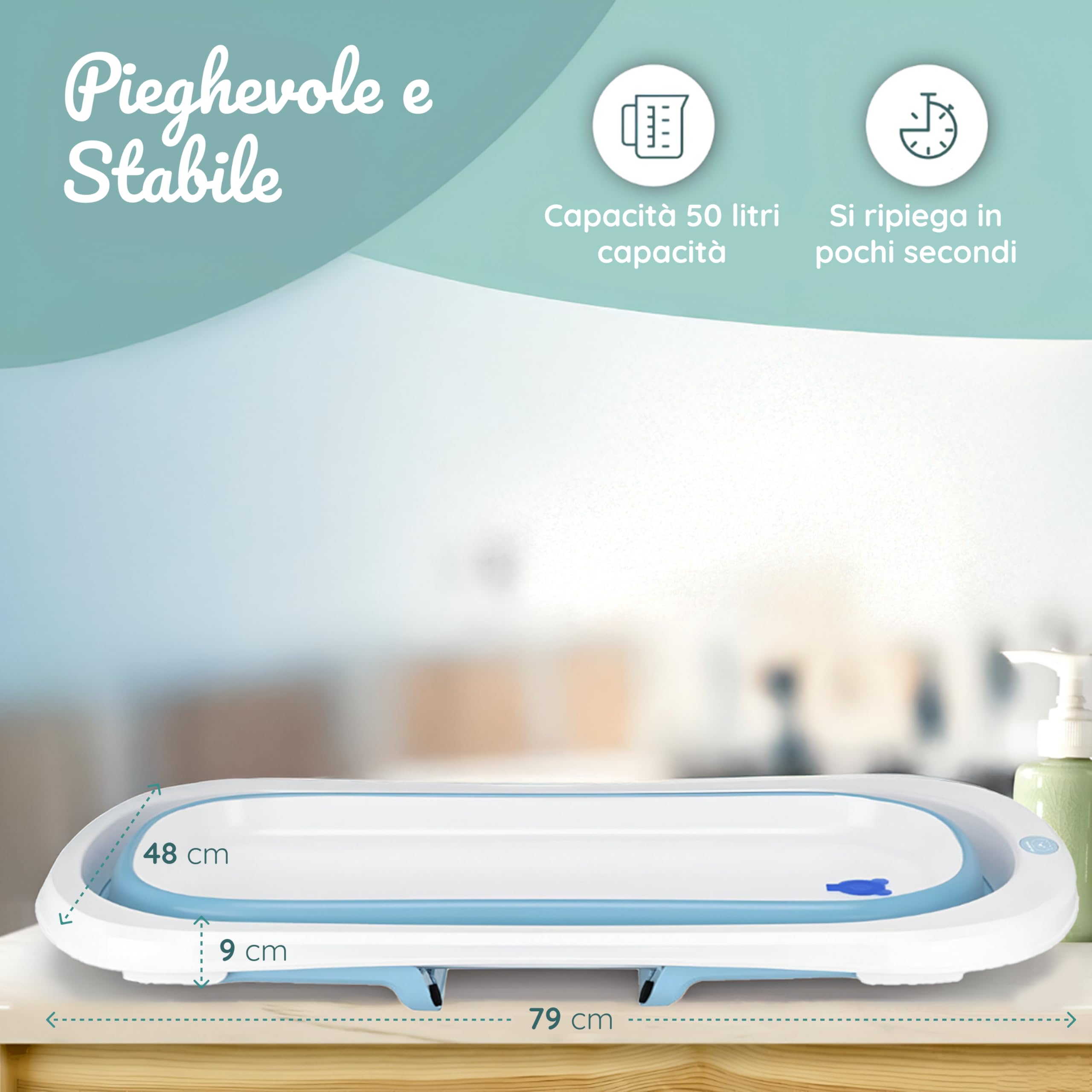 Vaschetta bagnetto neonato pieghevole da BEARTOP | incl. cuscino da bagno | ergonomico & salvaspazio | robusto PP & TPE | vasca da bagno bambini, bagnetto neonati | Garanzia di soddisfazione (3 Anni)*