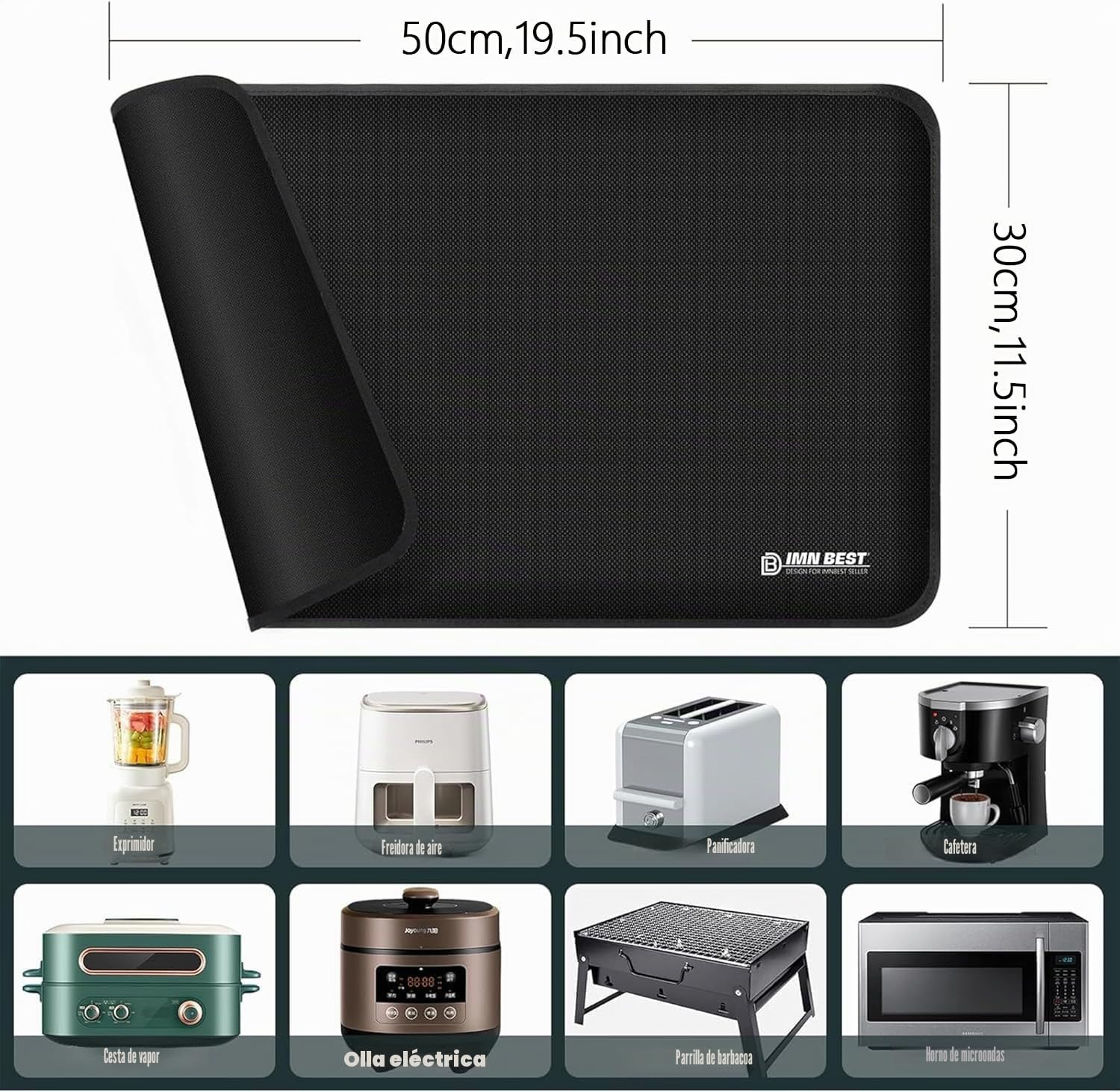 Alfombrilla resistente al calor para freidora de aire, alfombrillas de silicona ignífugas para encimera de cocina, protector de encimera, antideslizante e impermeable