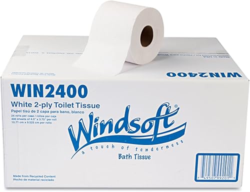 Miniatura 7 de Windsoft 2400 Solo rollo de dos capas Premium baño tejido, 24 rolloscartón (WIN2400)