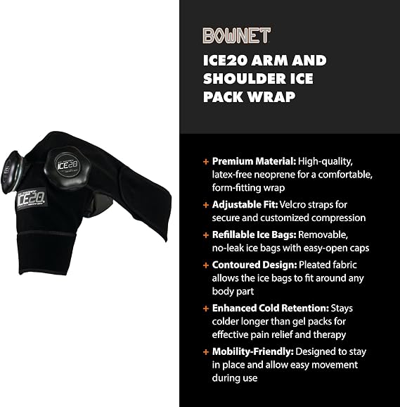 Bownet ICE20 Arm & Shoulder Ice Wrap, Refillable, Pair of 2, One Size