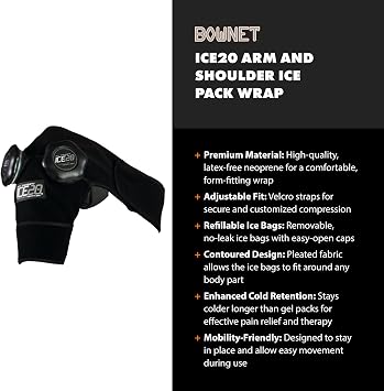 Bownet ICE20 Arm & Shoulder Ice Wrap, Refillable, Pair of 2, One Size