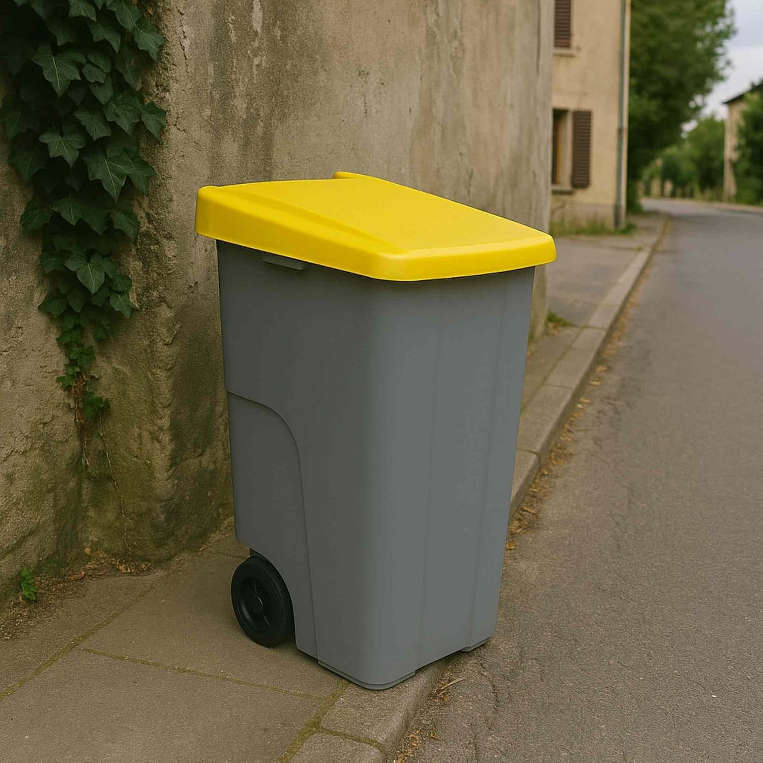 Well Home Recycling Bin 85 Litre Closed Yellow 76 x 57 x 42 cm