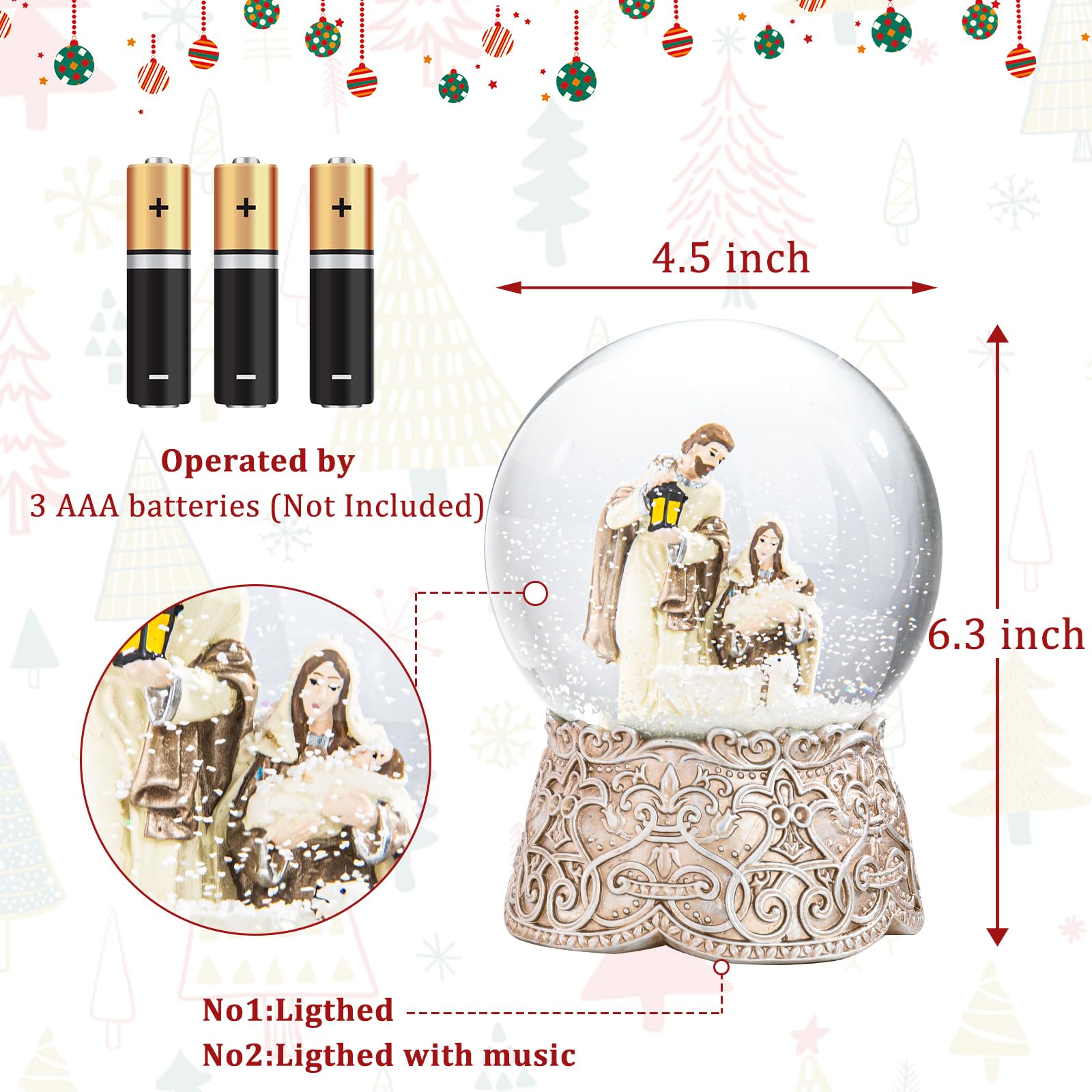 Amazon.co.jp: クリスマス スノードーム キリスト降誕 ミュージカル