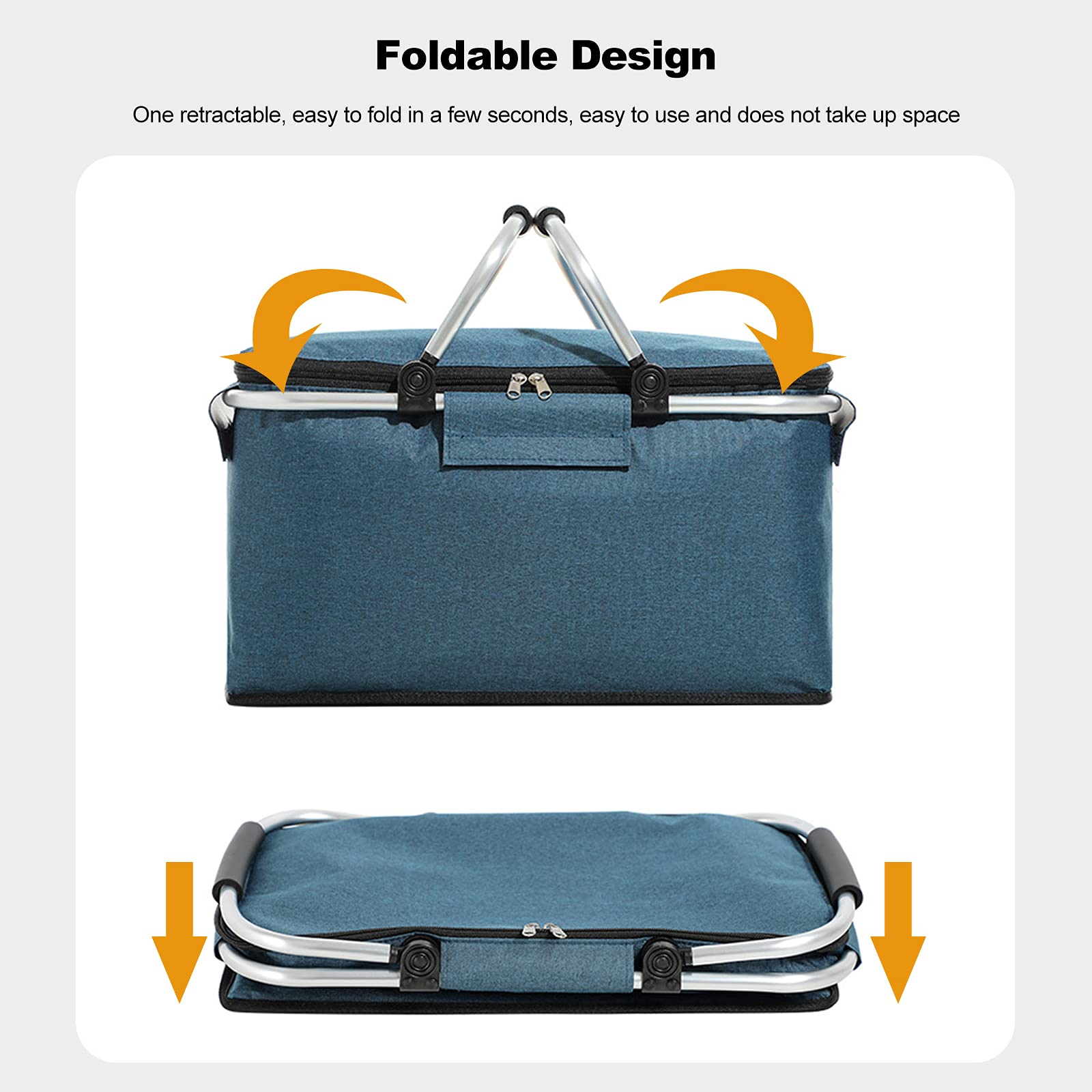 Ergocar Kühltaschen mit Verdicktem Futter, Picknicktasche Lunchtasche Thermotasche Faltbar Cooler Bag für Picknick BBQ Arbeit Reisen Familien Outdoor Aktivität Wasserdicht Schmutz-beständig
