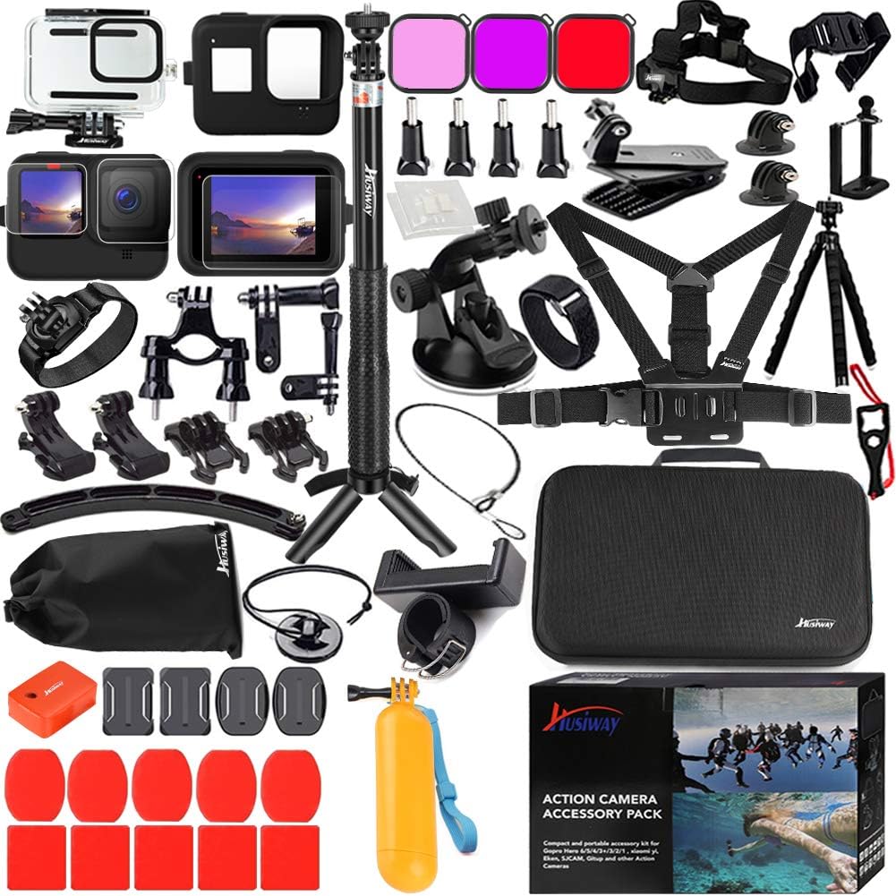 Accessories Kit for Gopro Hero 13 12 11 10 9 Black Waterproof Housing Silicone Case Glass Screen Protector Bundle for Go pro Gopro13 Gopro12 Gopro11 Gopro10 Hero12 Hero11 Hero13 Camera 62E
