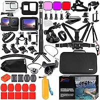 Vista 1 de Kit de accesorios para Gopro Hero 13 12 11 10 9 carcasa impermeable negra funda de silicona protector de pantalla de vidrio paquete para Go pro