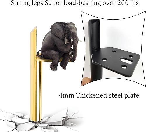 Miniatura 5 de Juego de 4 patas para muebles de 6 pulgadas, metal negro resistente para sofá, tocador, armario, mesa de café, aparador, soporte de TV, gabinete de