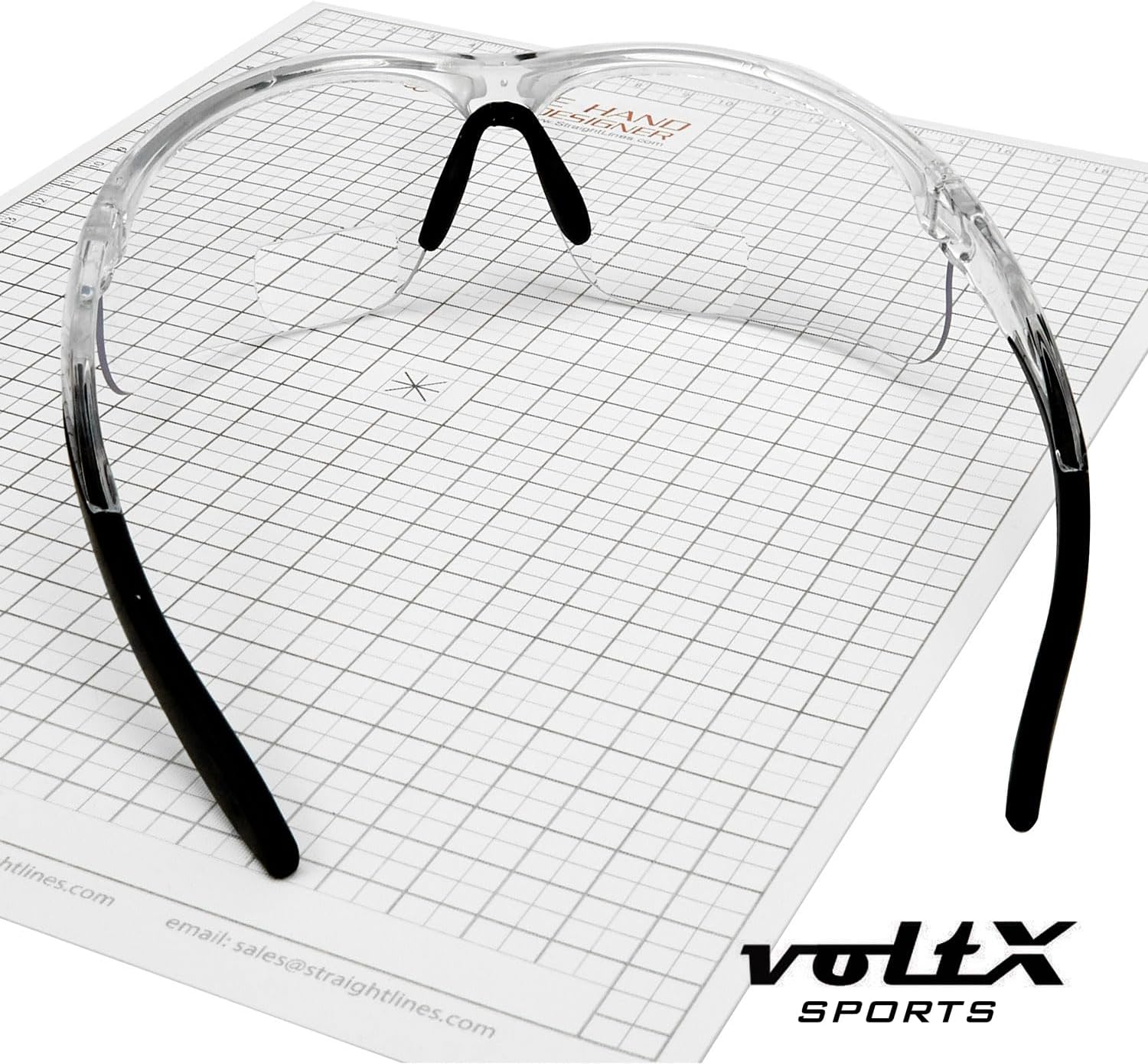 voltX 'ULTIMATE SPORTS' Bifocal Safety Glasses (Clear Frame, Clear Lens +3.0 Dioptre) - Anti Fog Coated UV400 lens - Adjustable nosepiece - Microfibre Carry Bag