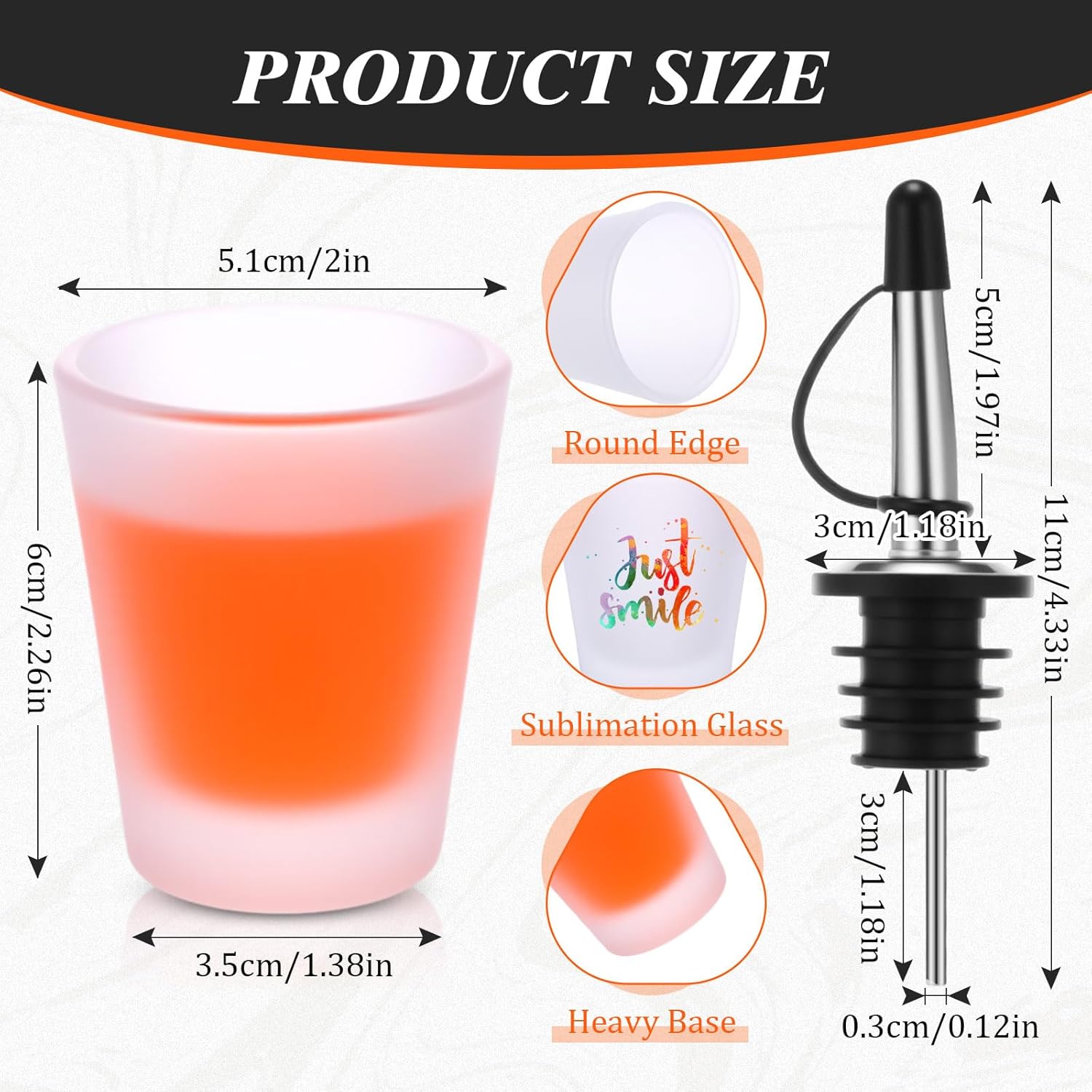 Roshtia 12 Pack Sublimation Frosted Shot Glass with Heavy Base 1.5 oz Sublimation Blanks Cups Cute Shot Glass Tumbler Bulk for Heat Press Personalized Gift Wedding Party - Image 2