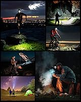 Vista 7 de Paquete de 2 lámparas de cabeza, 1200 lúmenes, USB tipo C, sensor de movimiento, recargable, 6 modos, linterna frontal ultraligera con luz roja