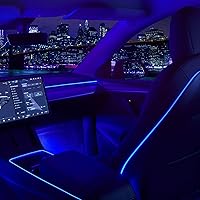 Vista 8 de Nestour Luces de Neón Interiores de Coche para Tesla Model 3 Y 2016-2020, (Consola Central+Tablero de Instrumentos+2 Luces para Pies)