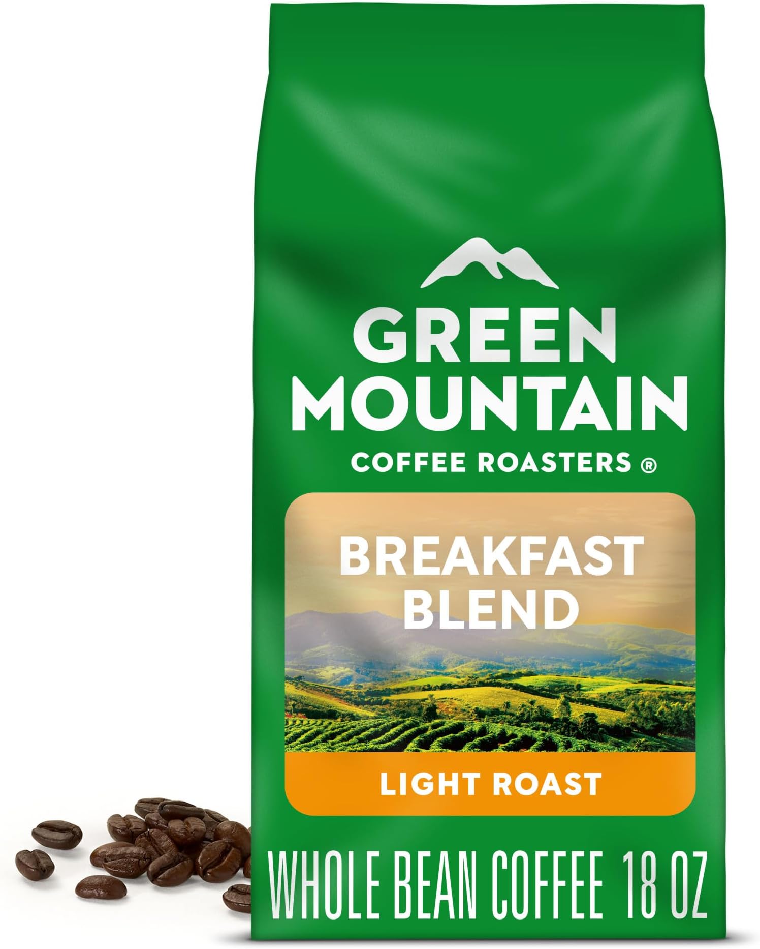 Breakfast Blend, Whole Bean Coffee, Light Roast, 18 Ounce (Pack of 1)
