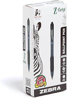 Z-Grip Retractable Ballpoint Pen, Medium Point, 1.0 mm, Black Ink, Pack of 12 (Packaging may vary)