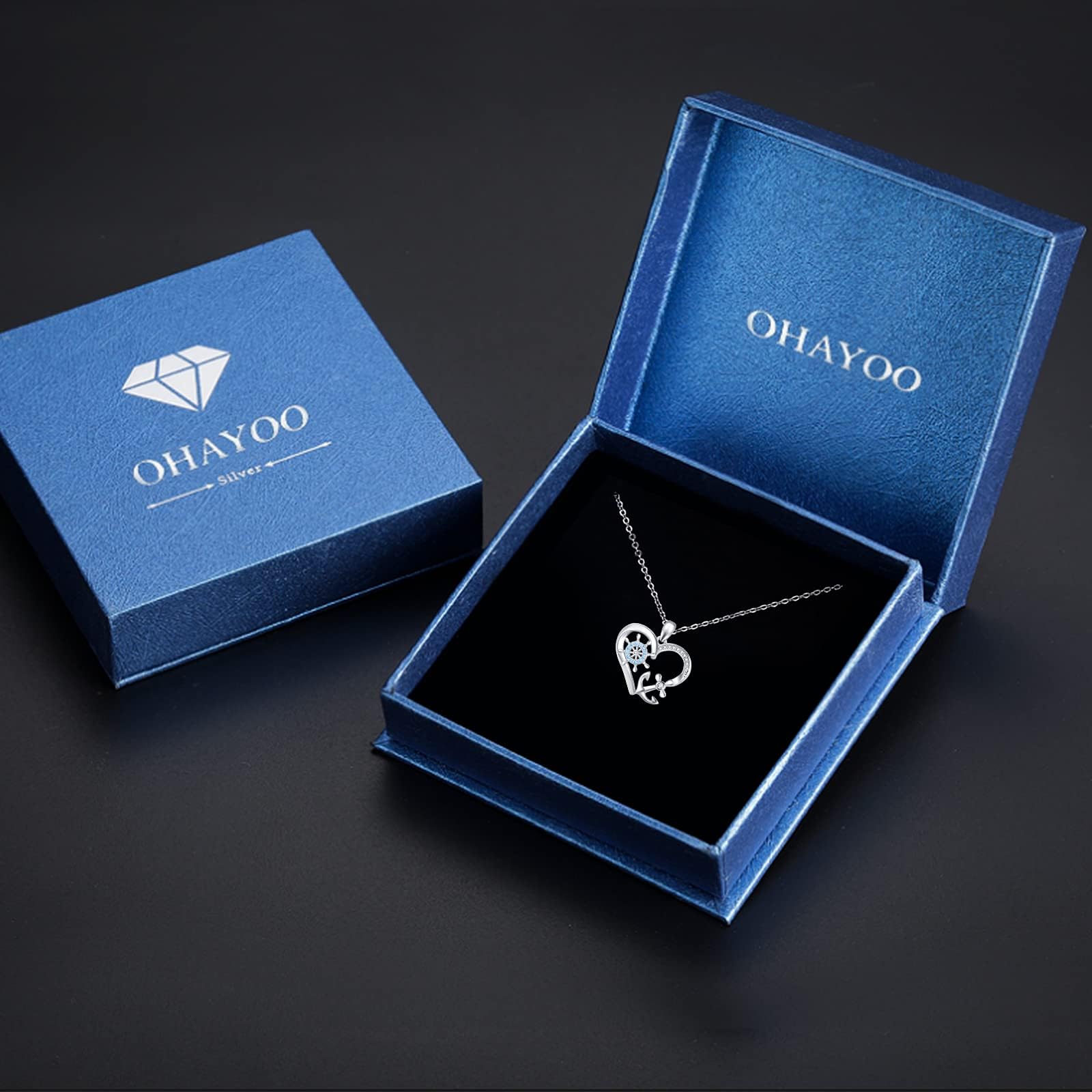 OHAYOO Collana di ancoraggio per donna 925 collana oceano nautico in argento sterling ciondolo marinaio oceano tropicale ancoraggio gioielli regali per donne ragazze