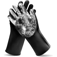 Pet Grooming GlovesDog Washing Gloves with High-Density Teeth, Dog Bath Scrubber with Enhanced Five Finger Design, Silicone Gloves for Dogs and Cats Bathing, Massage Dark
