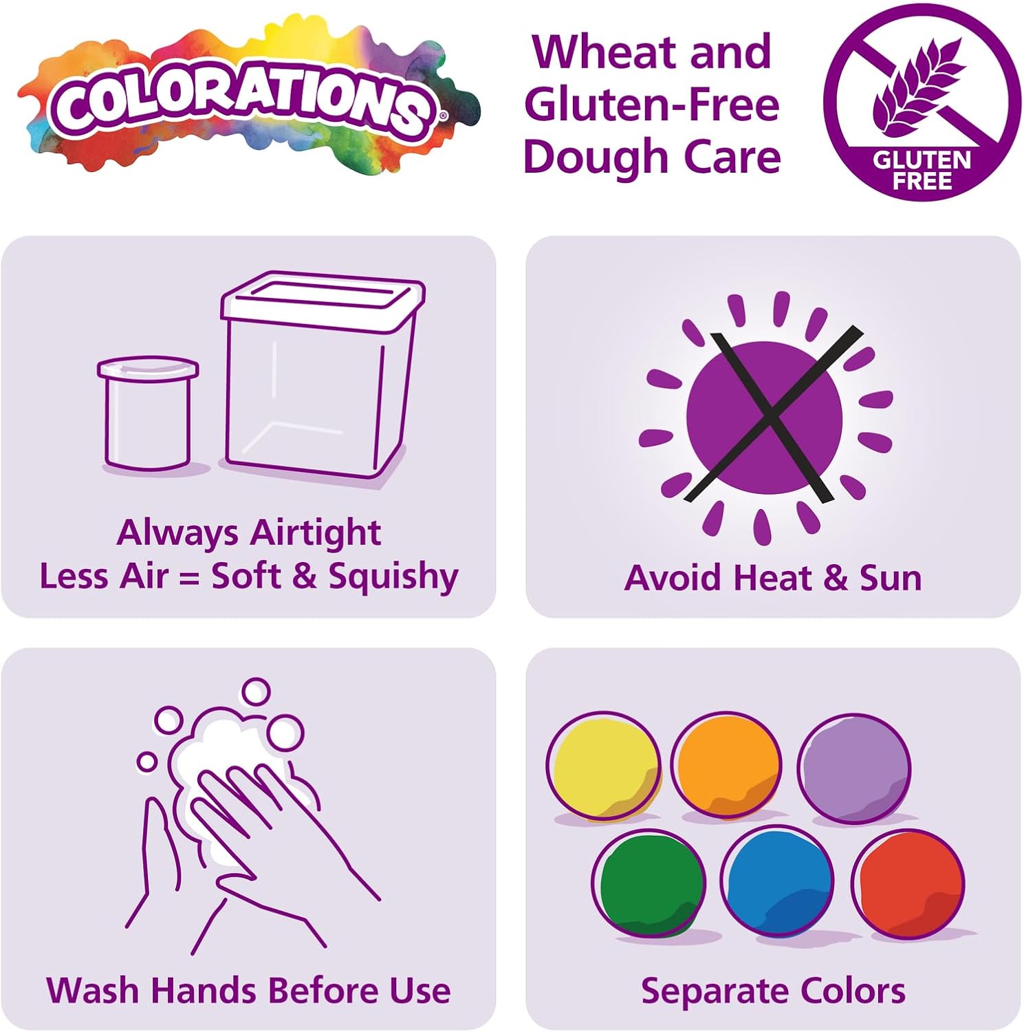 Colorations Wheat & Gluten-Free Neon Dough Classroom Pack, 6 Colors | Non-Toxic, Play Dough, Bulk Set, Sensory Kit, Party Favors