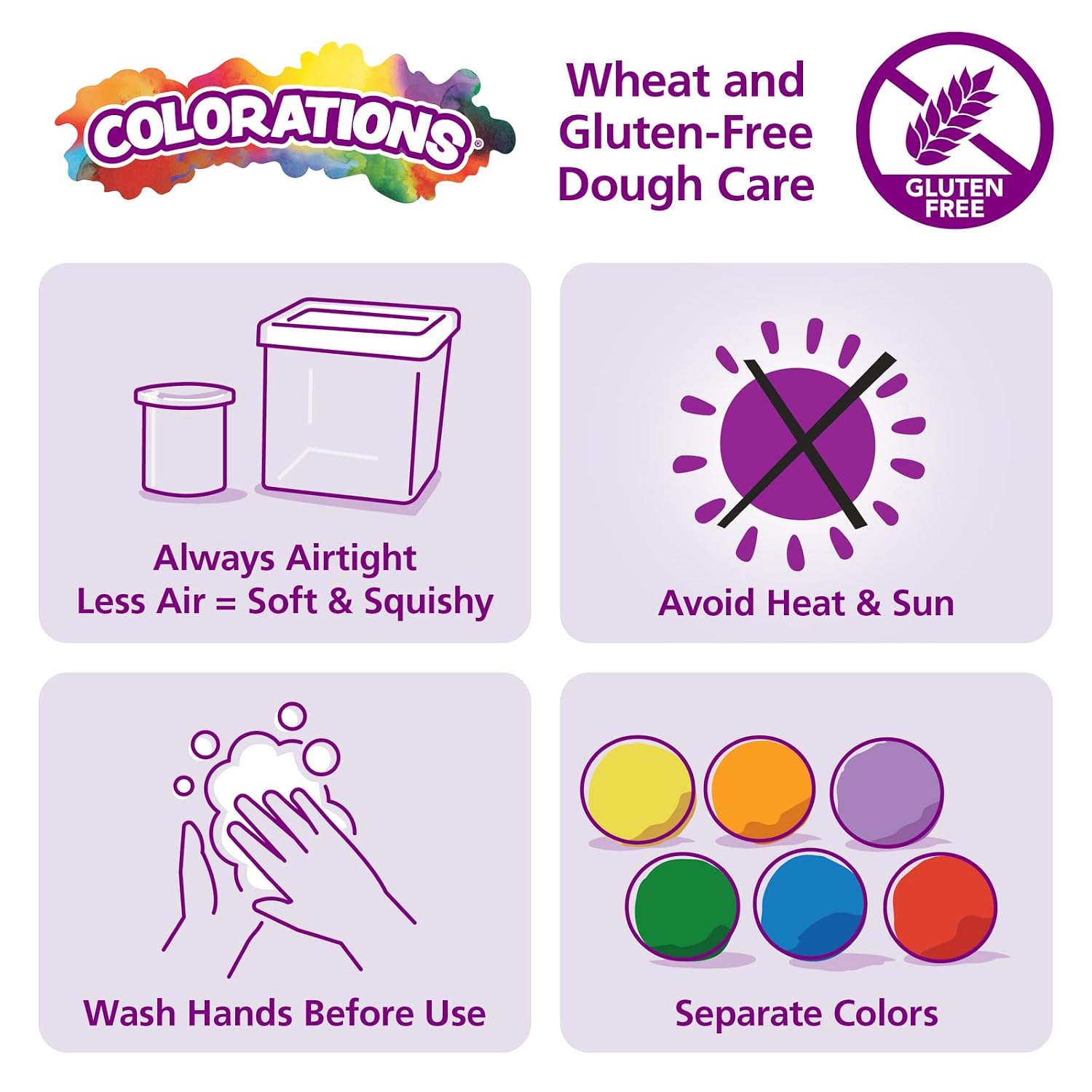 Colorations Wheat & Gluten-Free Neon Dough, 6 Colors (2 oz Each), Non-Toxic