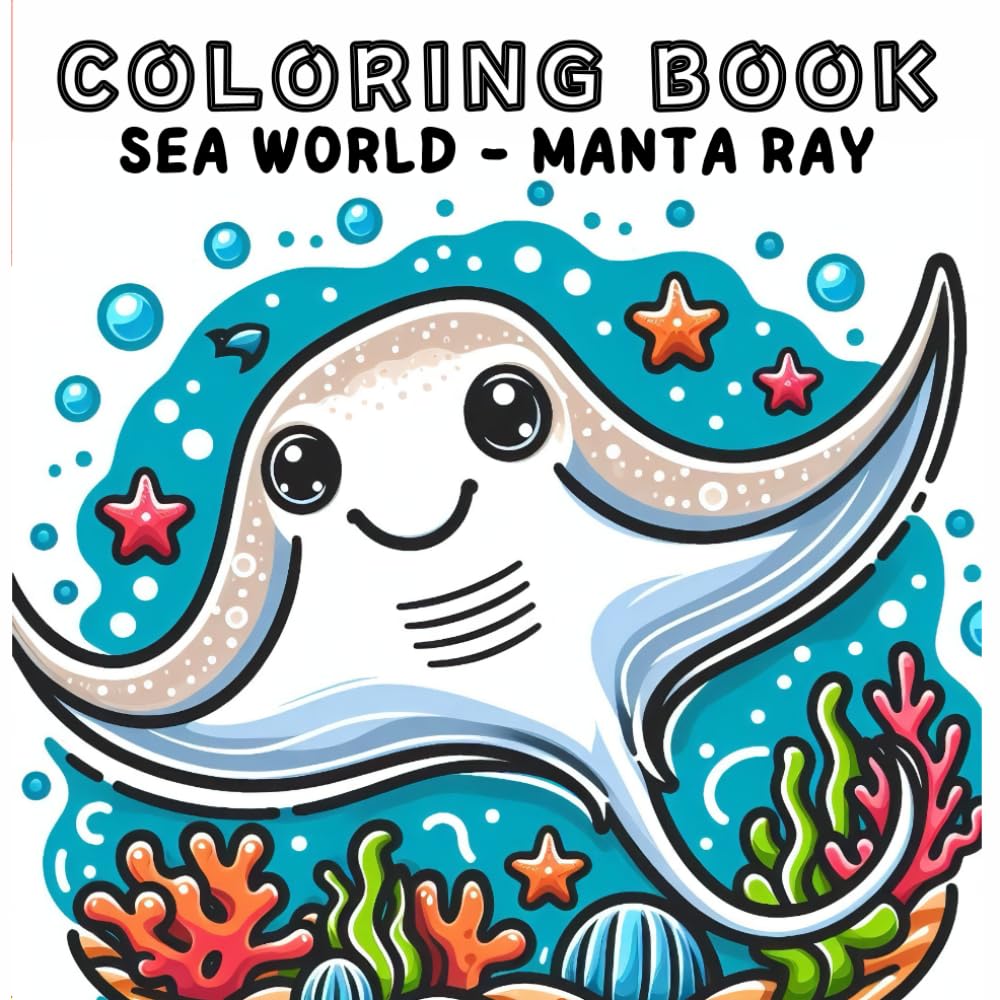 Coloring Book: Sea Animals World - Manta Ray