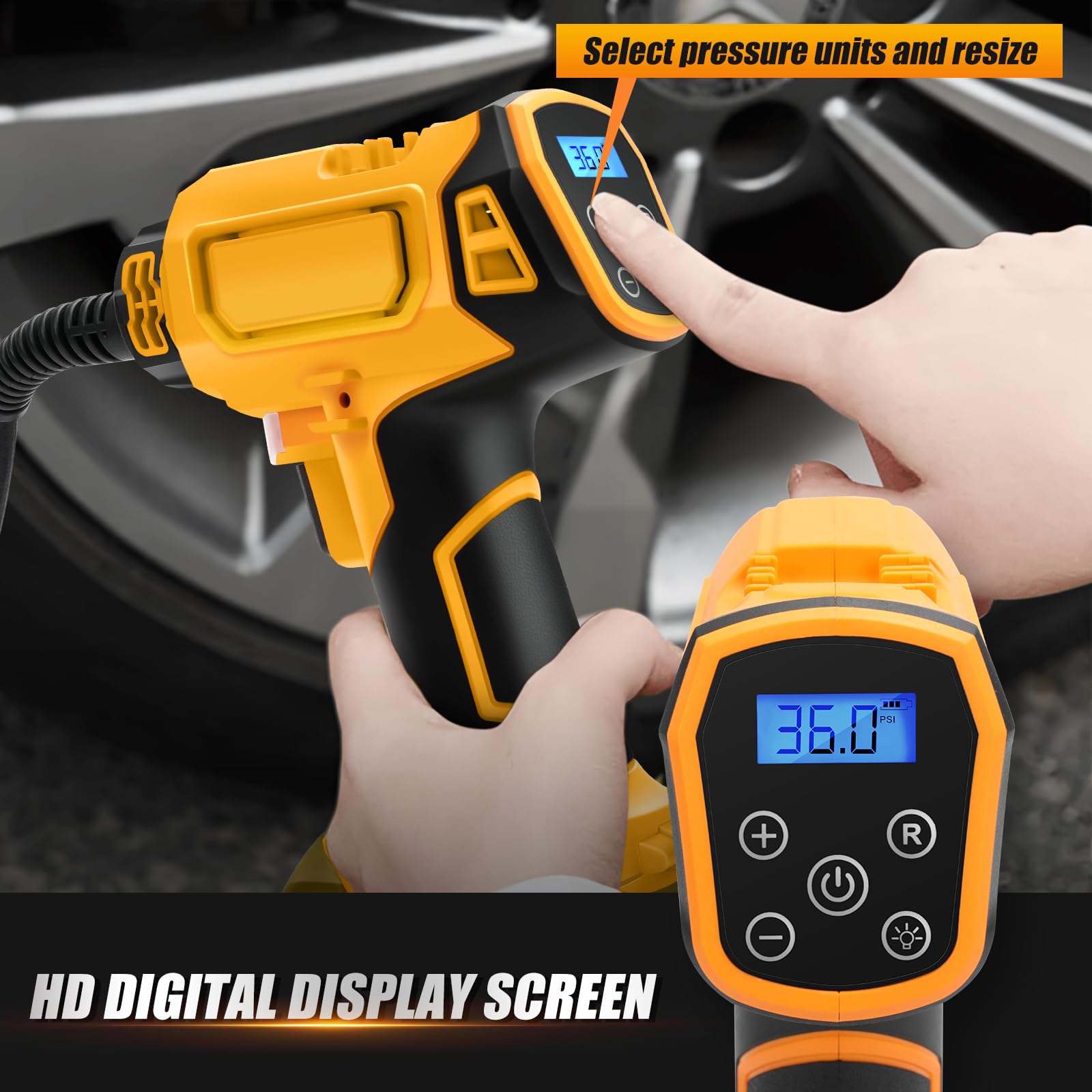 Sprężarka akumulatorowa Dewalt 21 V 160 psi kompresor samochodowy cyfrowy wskaźnik ciśnienia LED