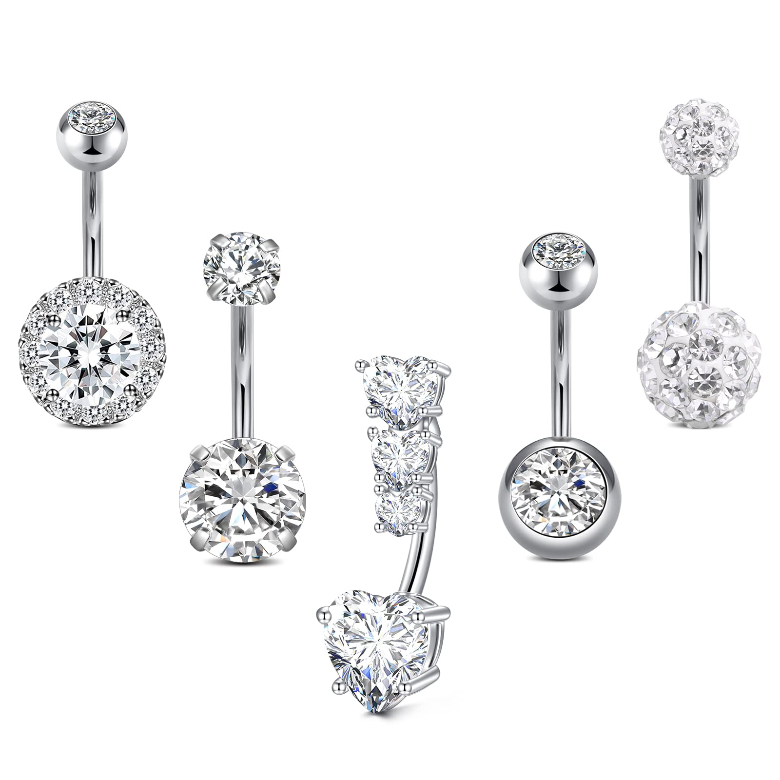 jforyou Belly Button Rings Stainless Steel 14G CZ Opal Navel Rings Barbells Women Girls Belly Piercing Jewelry-picture-54