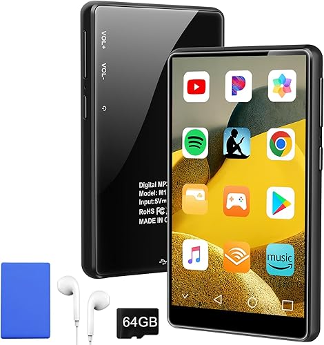 Reproductor de MP3 con Bluetooth y WiFi, pantalla táctil de 4.1", funda protectora de silicona, octa-core, reproductor MP3 MP4 para Spotify,