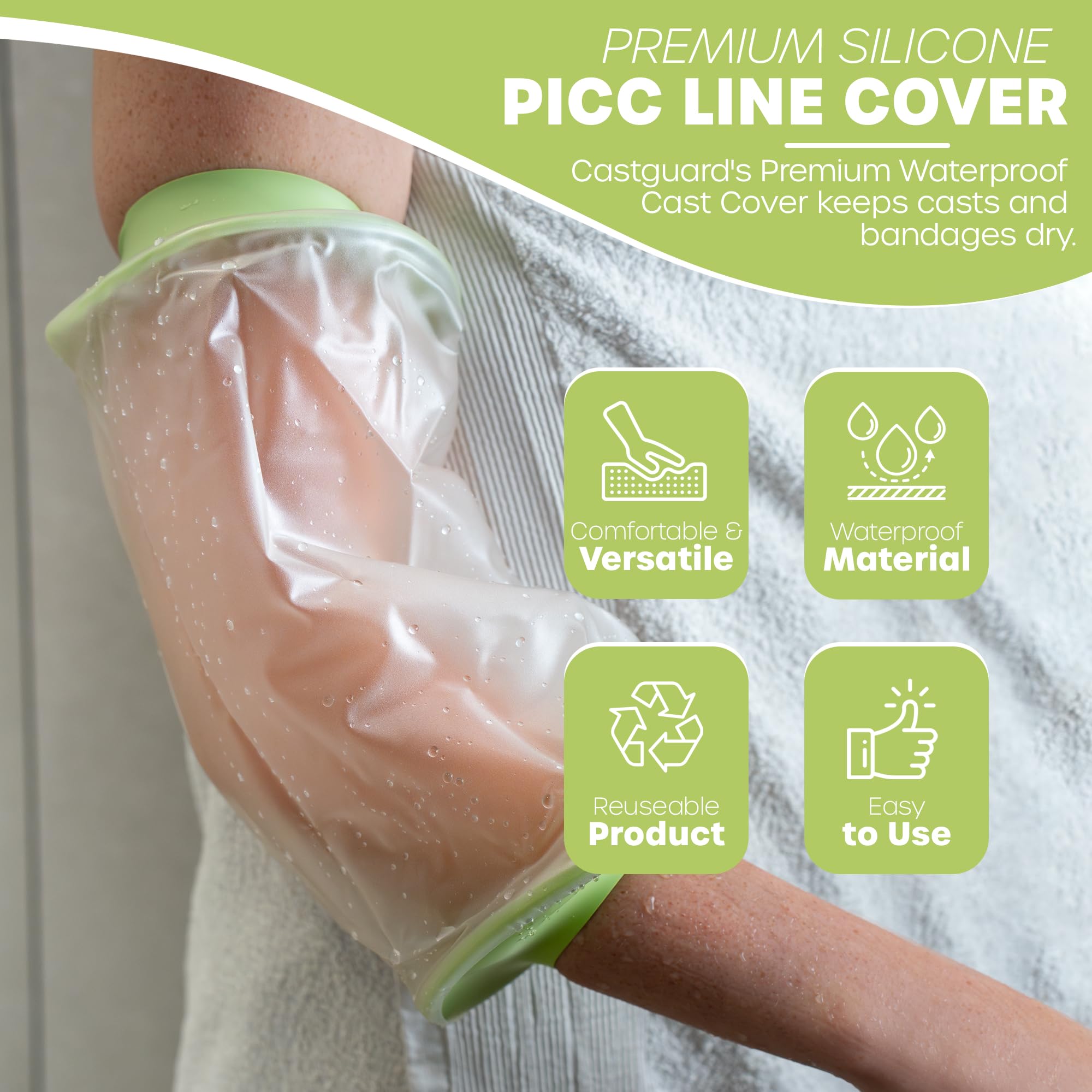 CASTGUARD Premium Silicone Waterproof Shower & Bath Protector (PICC Line Small) - Image 2