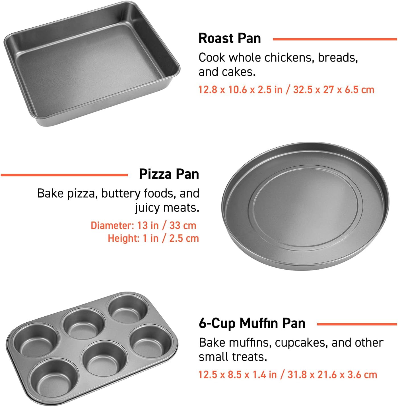 Dimensions of COSORI Baking Pans