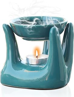 Pure Source India Ceramic Hand Type Aroma Diffuser Oil Burner, Aroma Warmer, 4 Inch (sea Green) Price In India