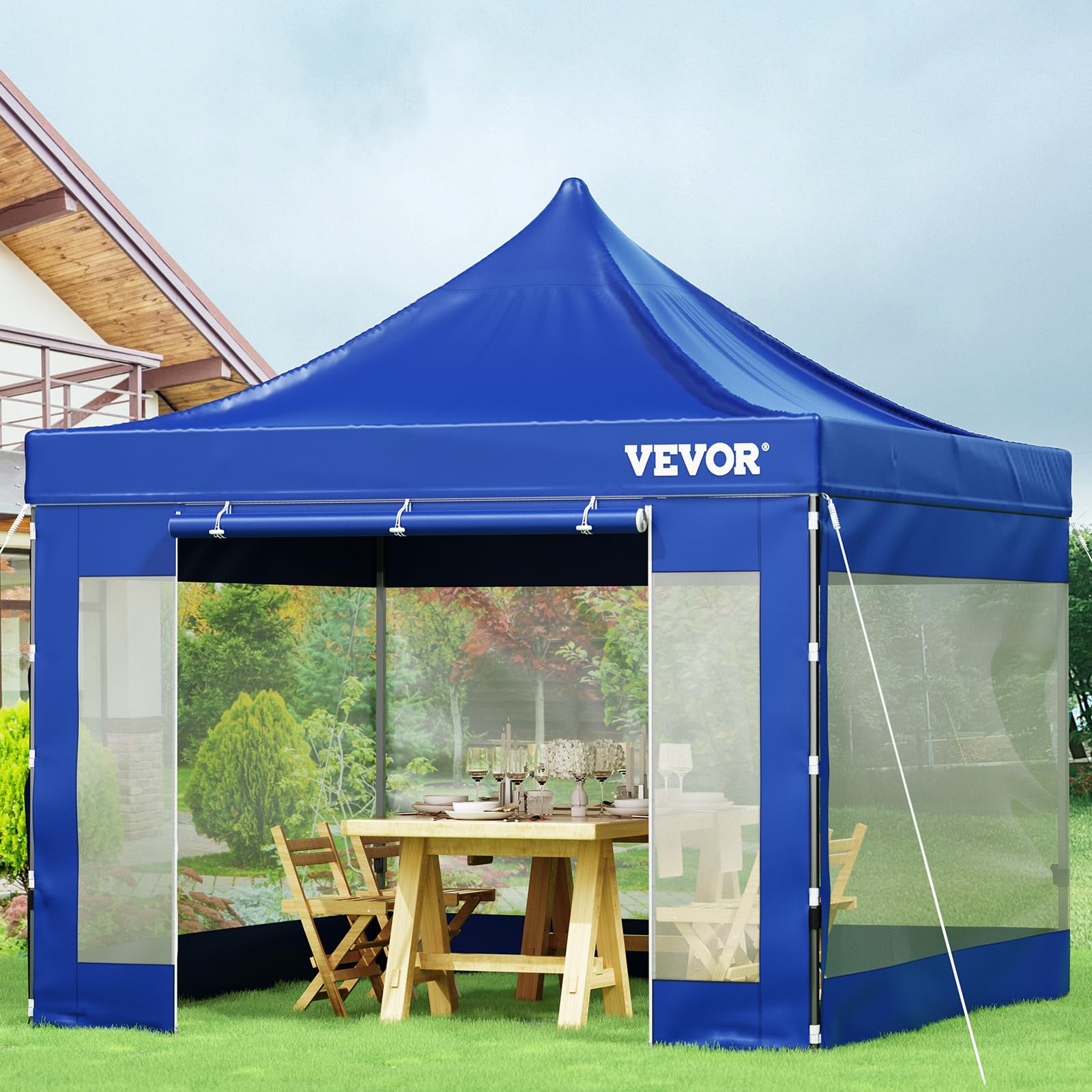 VEVOR Tienda de campaña desplegable de 10 x 10 pies, Tienda de campaña para Patio al Aire Libre con Paredes Laterales extraíbles y Bolsa con Ruedas, Resistente a los Rayos UV, Impermeable, Refugio