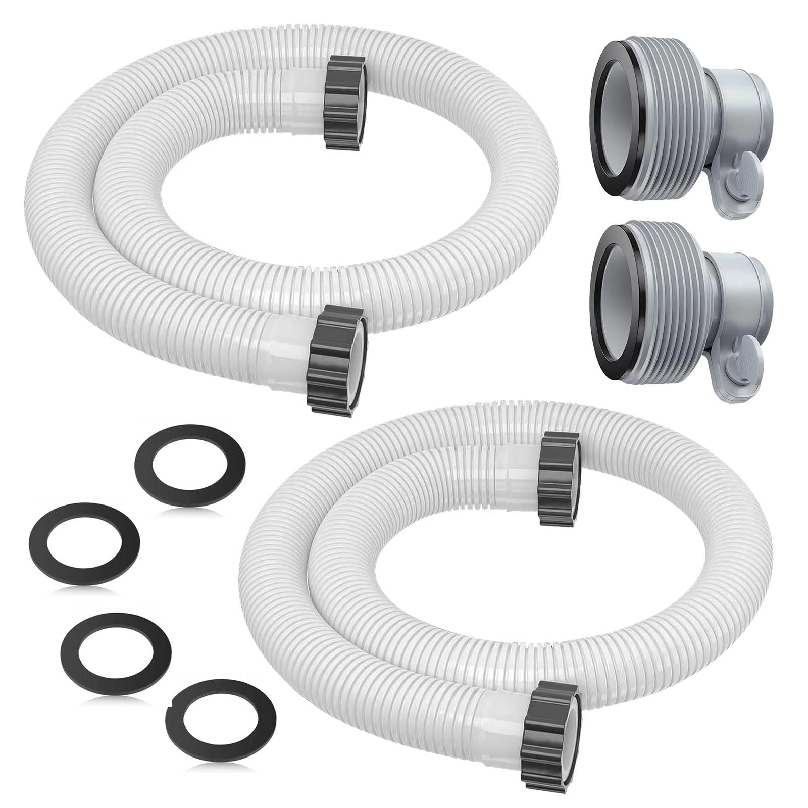 Photo 1 of 1.5" Pool Pump Hoses with Adapter Type B Connector Kit for Intex ? Coleman Above Ground Pools -1 1/2 Pool Hose Compatible with 1500-2500 GPH Sand Filter Pumps & Saltwater Systems (2, White)