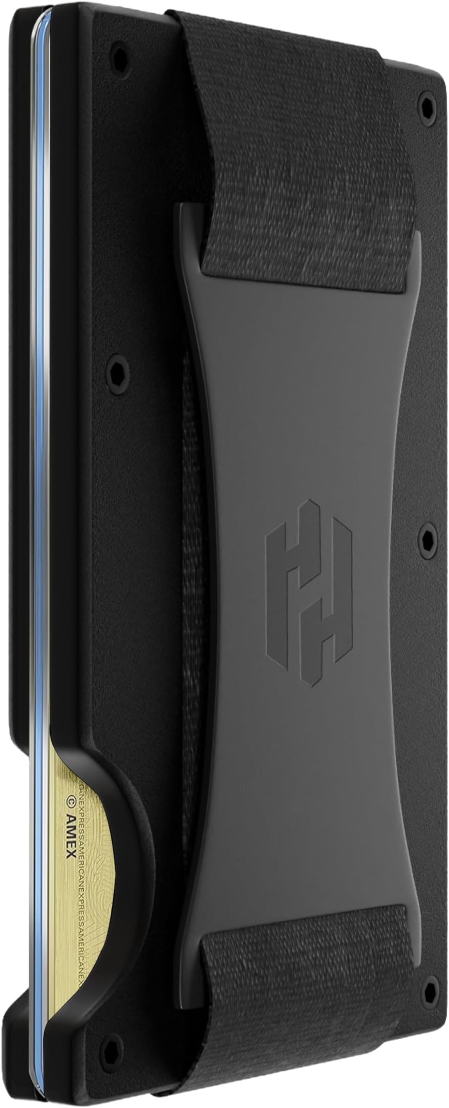 Hayvenhurst Wallet For Men - Reinvented Design Men's Wallet - Slim, Minimalistic & Seamless Card Case, Blocks RFID Scanners, Holds 12 Cards, Black, Cash Strap
