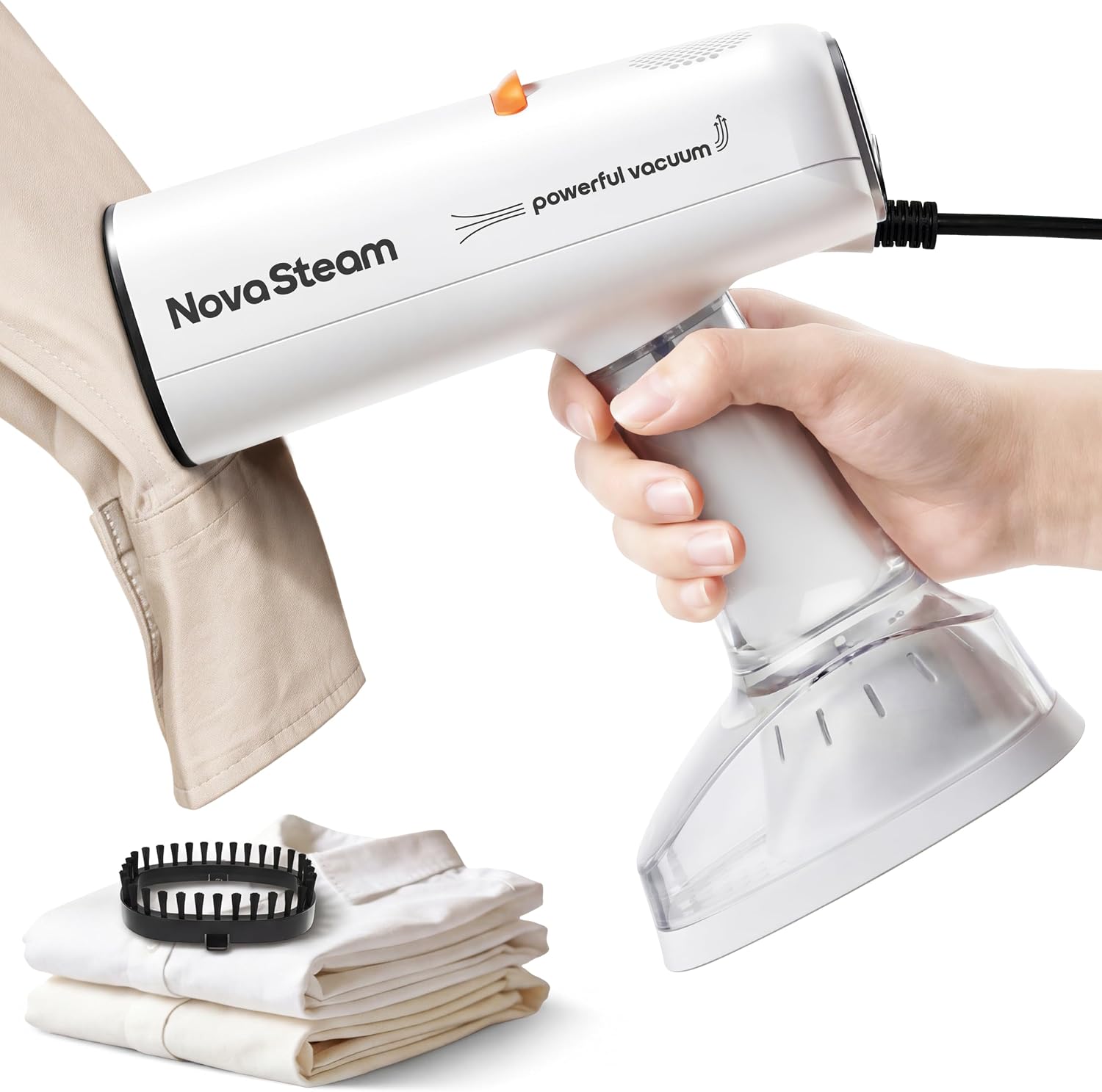 Vacuum Steamer for Clothes Handheld, 4500Pa Pure Force Clothing Steamer