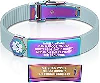 Vista 119 de Divoti Pulsera de identificación de alerta médica grabada personalizada, grabado láser de doble cara, pulsera de silicona, cierre de seguridad
