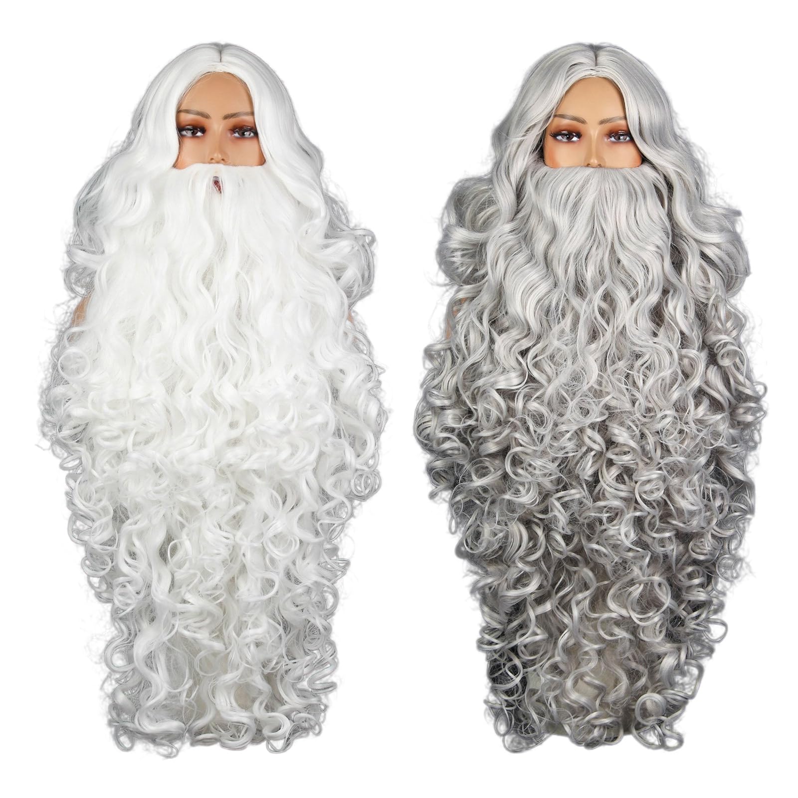 Deluxe Weihnachtsmann Perücke und Bart Set, Cosplay Kostüm, White