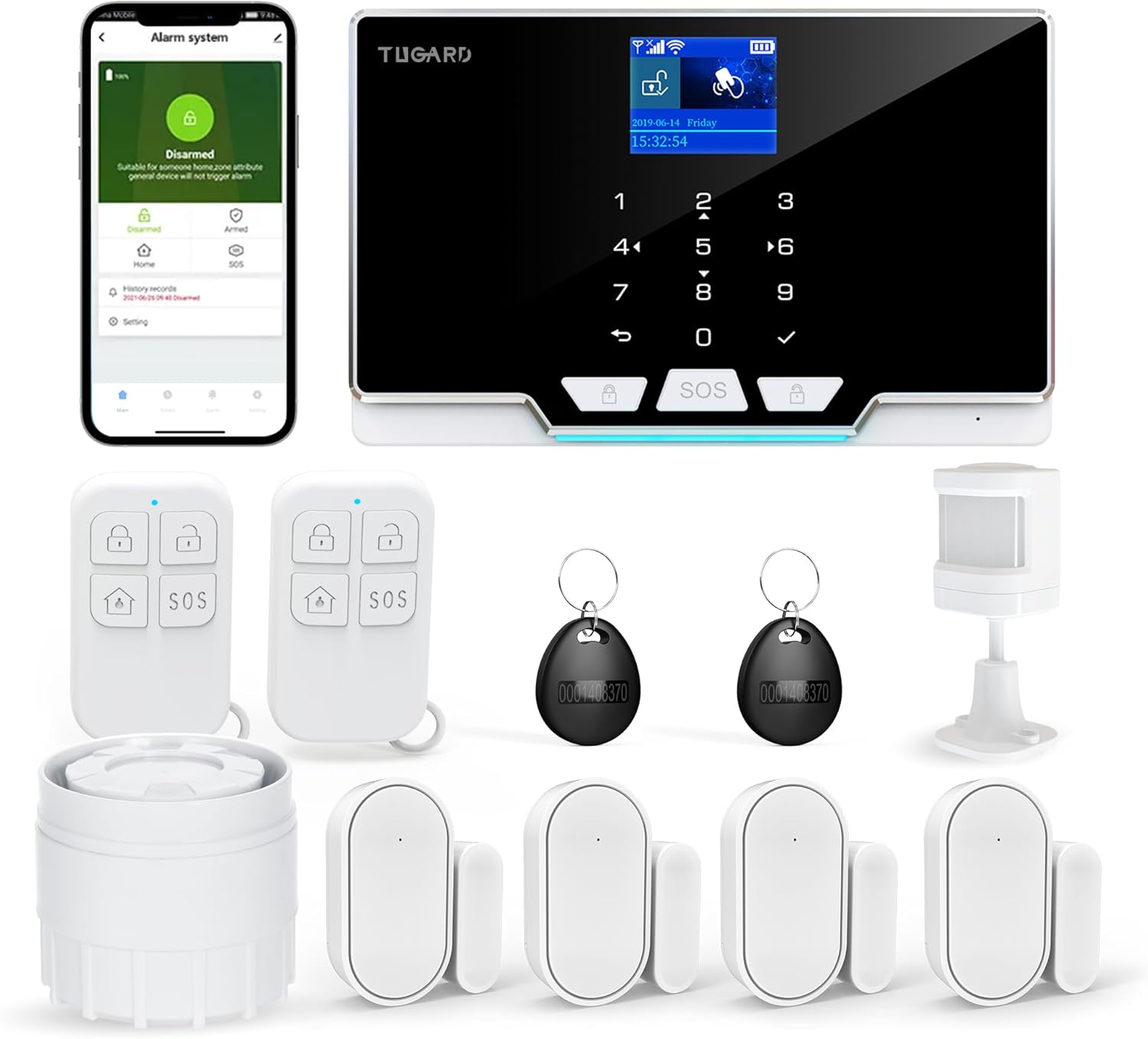 Alarm Security with Phone APP Alert,1.8″...