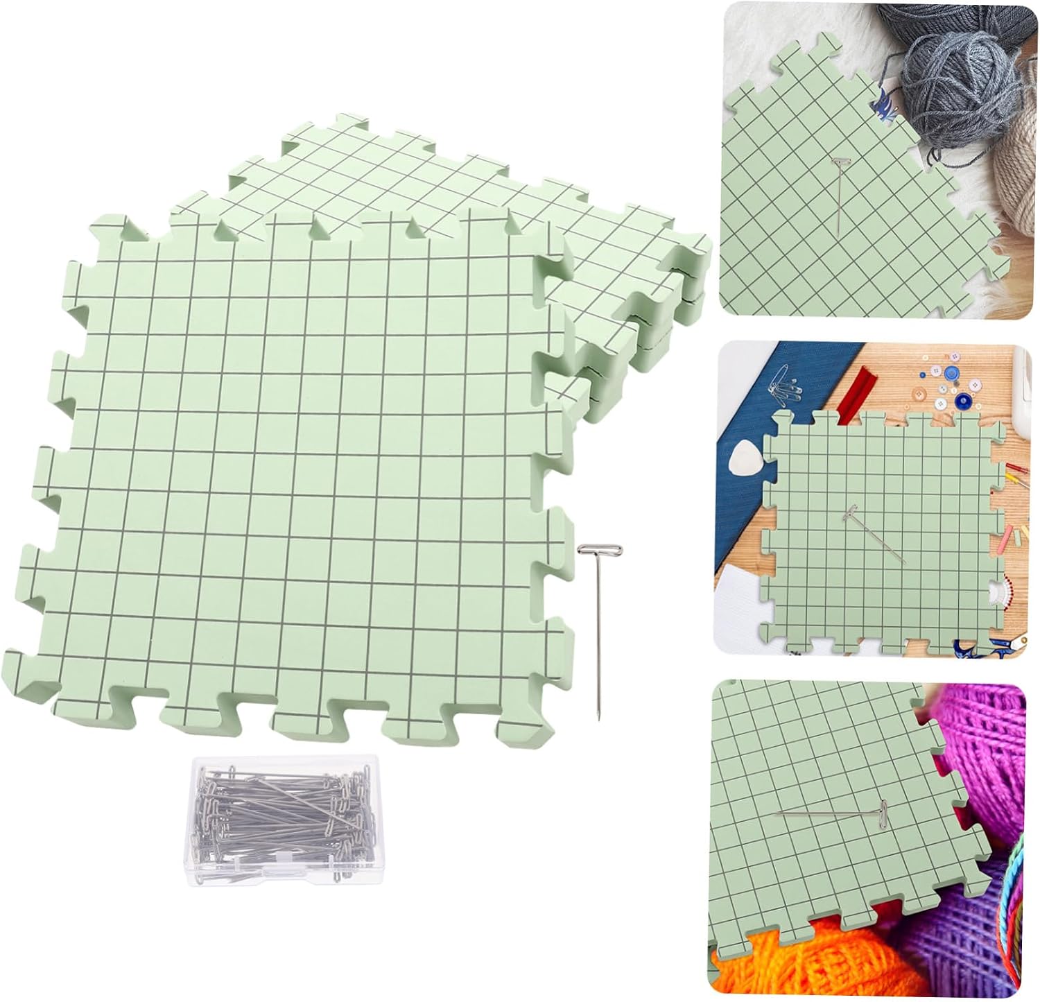 UTHCLO 1 Set Practical Blocking Mat for Knitting Portable Foam Blocking Board with Interlocking Mats and Fixing Pins for Crochet Projects and DIY Crafts