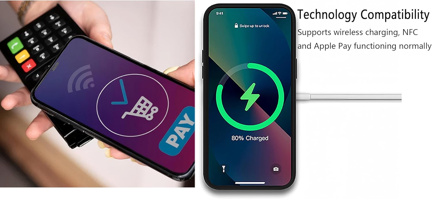 Inkplay E-Ink Screen Phone Case for iPhone 13 Pro with Aluminum Alloy Kickstand, NFC Smart DIY Protective Case High Restoration, Shockproof, Wireless Black