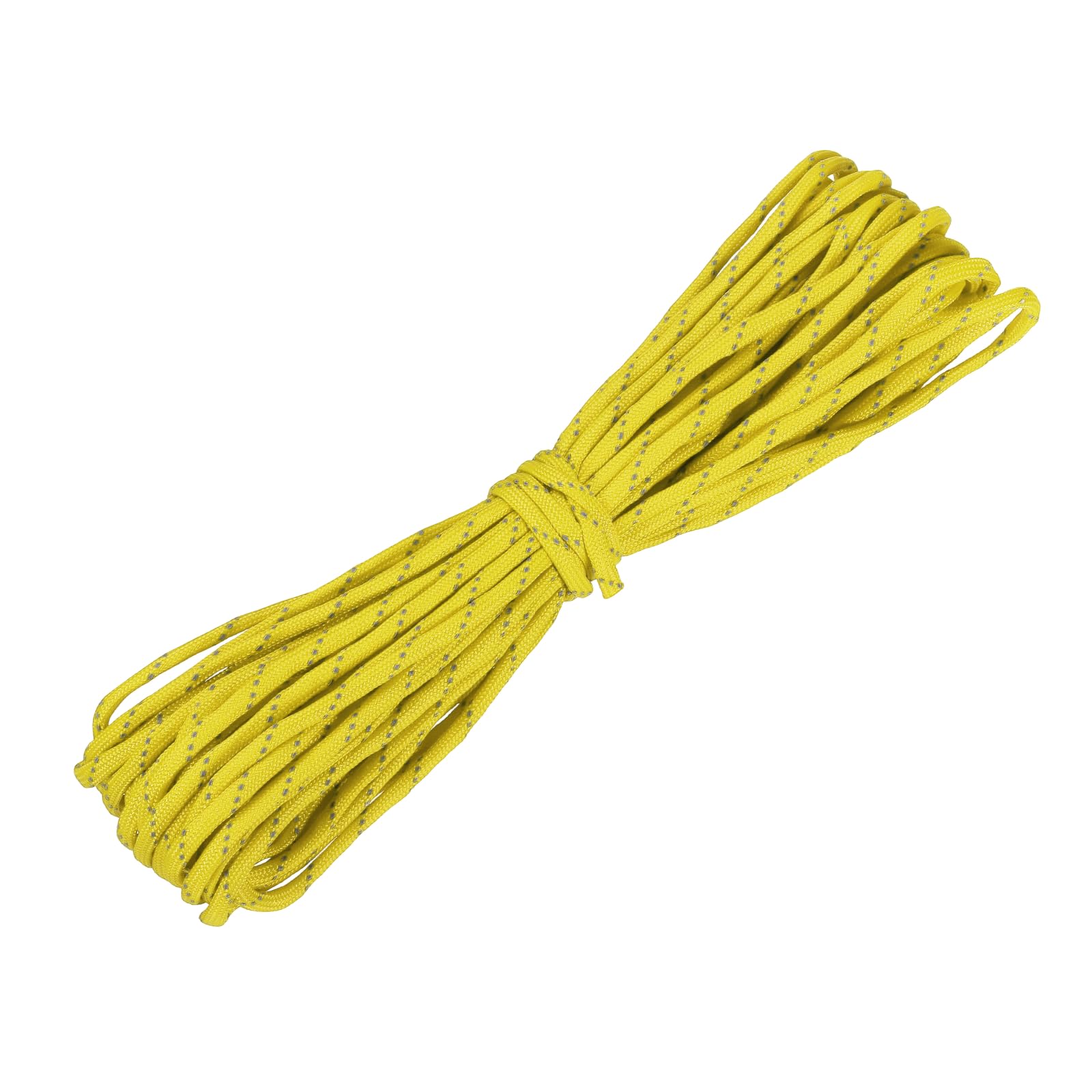 YELARXI Reflective Paracord Rope, Fluorescent Paracord Rope 7 Strand Guyline Camping Parachute Cord, 4 mm 49 ft Fit for Camping Hiking Fishing Tent Outdoor DIY Projects (Yellow)