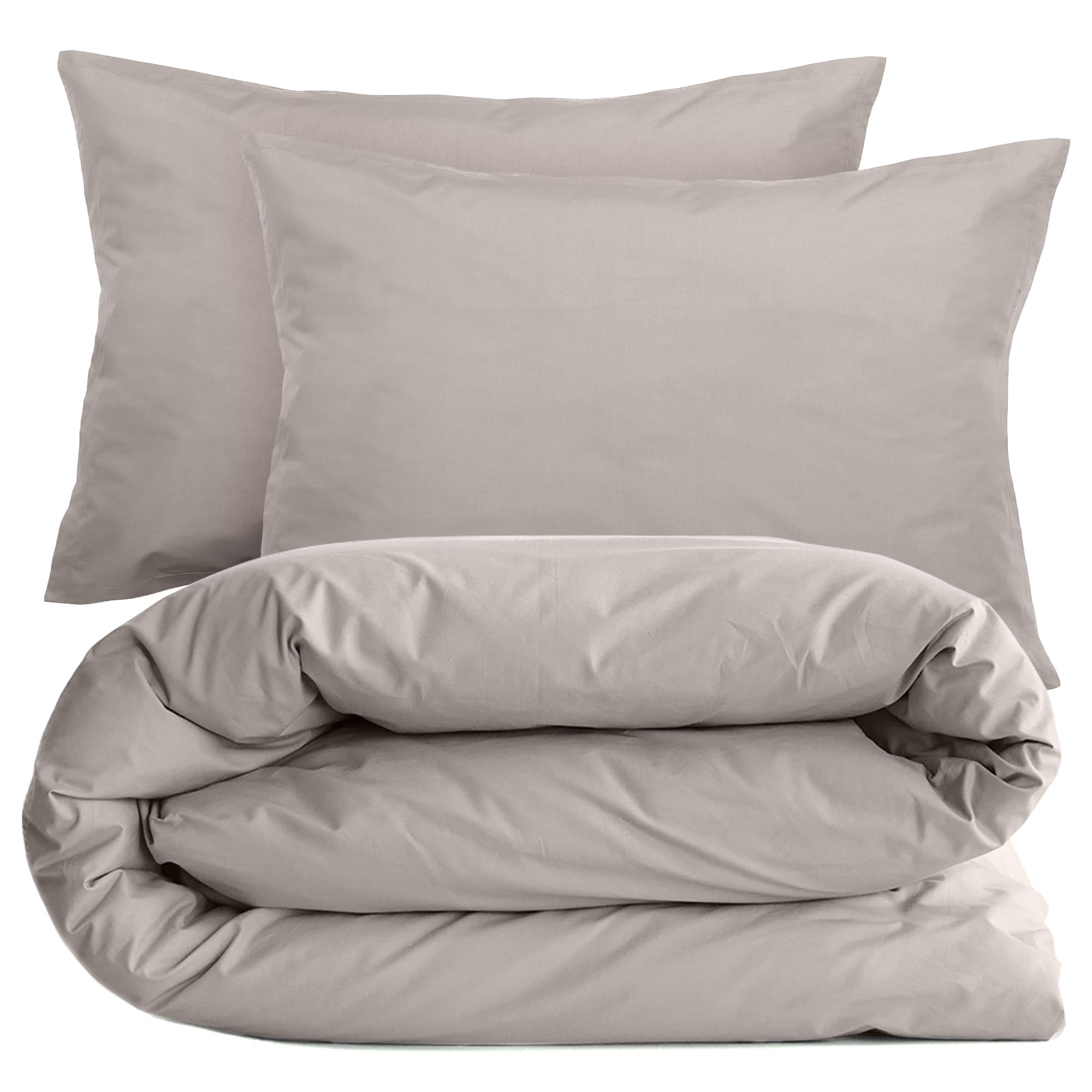 Percale de coton parure de lit 280x240 cm MANOIR Gris Cendre chic