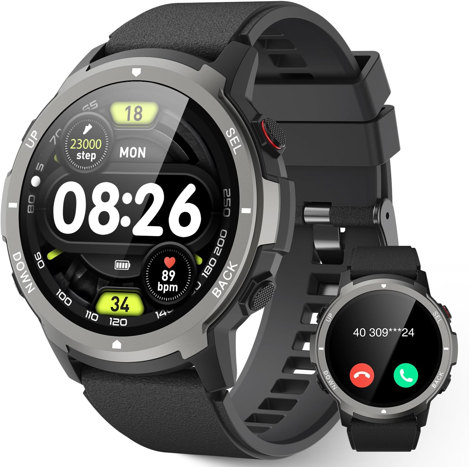 Smart Watch for Men - 1.39'' Smartwatch Answer/Make Call, 113+ Sports Modes, IP68 Waterproof, Step Counter, Watches with Voice Assistant/Heart Rate/Blood Oxygen/Sleep Monitor for Android iOS