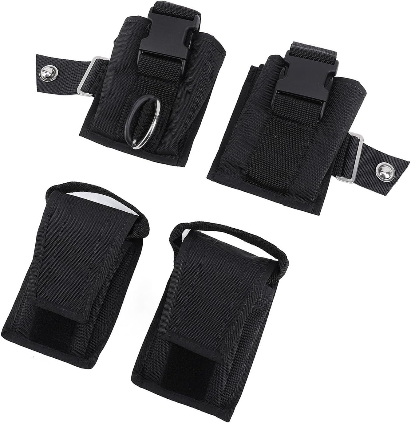 2PCS Scuba Weight Pocket with Quick Release Buckle, Nylon Diver Weight Belt Bag Pouch for BCD Diving, Removable Insert Plate and Stainless Steel D Ring for Dive Gear