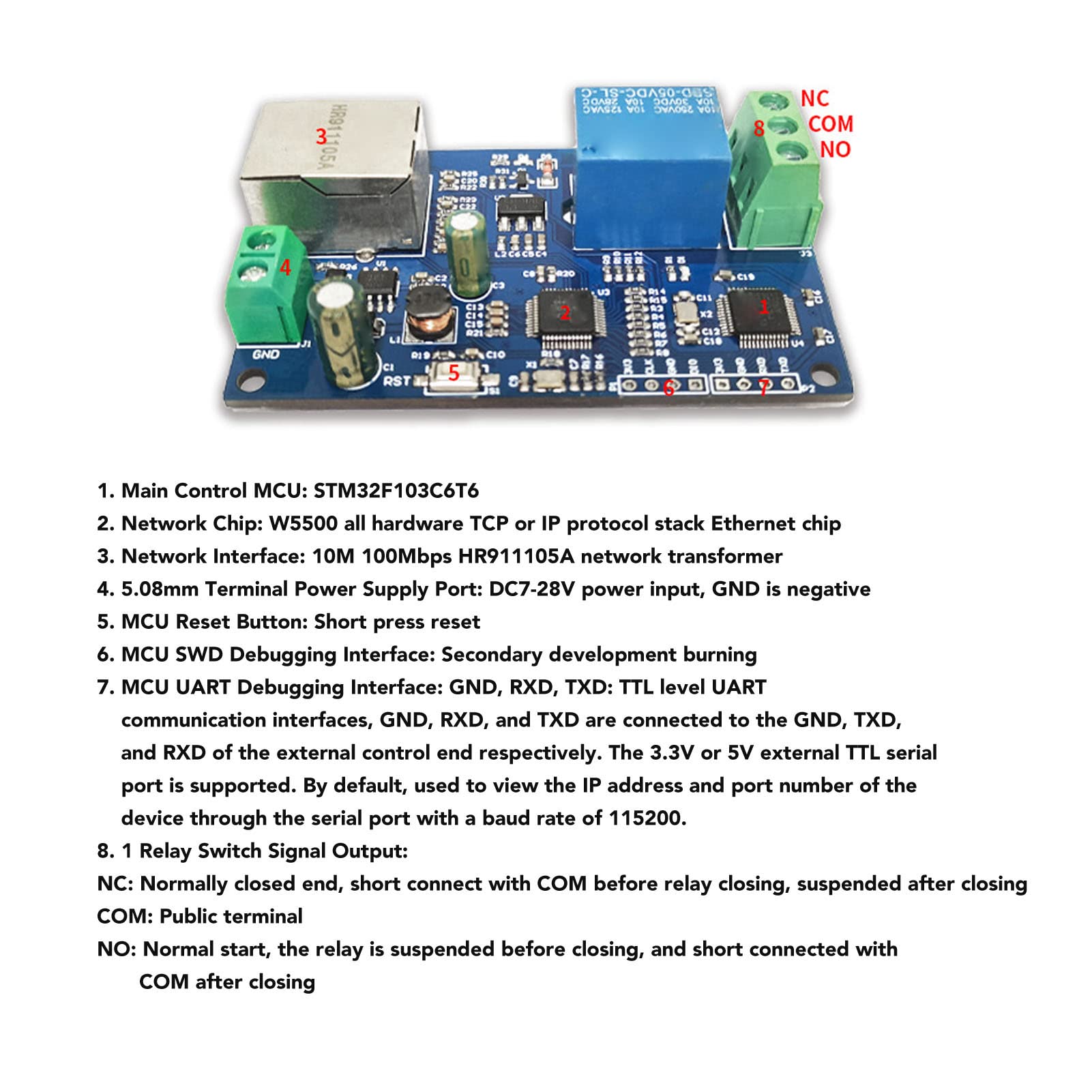 Modulo relè di Rete, Modulo relè RTU a 1 Via Modulo Controller Ethernet Modulo relè di Rete di Controllo LAN, Controllori di Processo