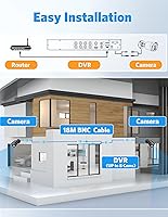 Vista 3 de H.265+Sistema de cámara de seguridad con cable, 8CH 5MP CCTV DVR y 4 cámaras tipo bala de 1080p para exteriores e interiores, cámaras de seguridad