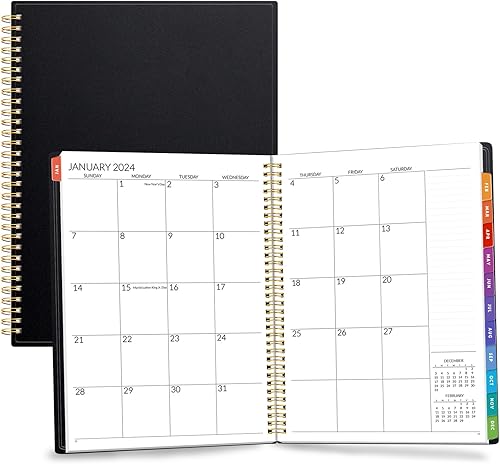 SUNEE Agenda mensual de 2 años 2024-2025 (enero de 2024 a diciembre de 2025) de 8.5 x 11 pulgadas, agenda mensual y anual con pestaña mensual, lista disponible en Yaxa Colombia