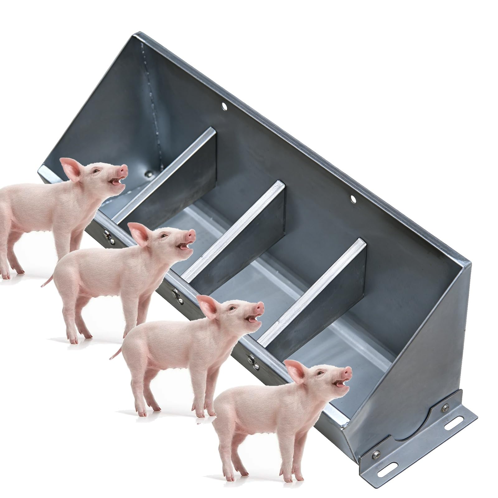 Comedero de cerdo, comedero de gran capacidad, de metal resistente, con diseño de 4 compartimentos, comedero multiusos para caballos, cabras, ovejas, ganado, vaca