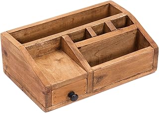 Schreibtisch Organizer Study | Mahagoni Holz, 27 cm, Fächer und Schublade | Tisch Organizer, Büro Organizer, Küchen Aufbewahrung, Stiftehalter, Bürokiste