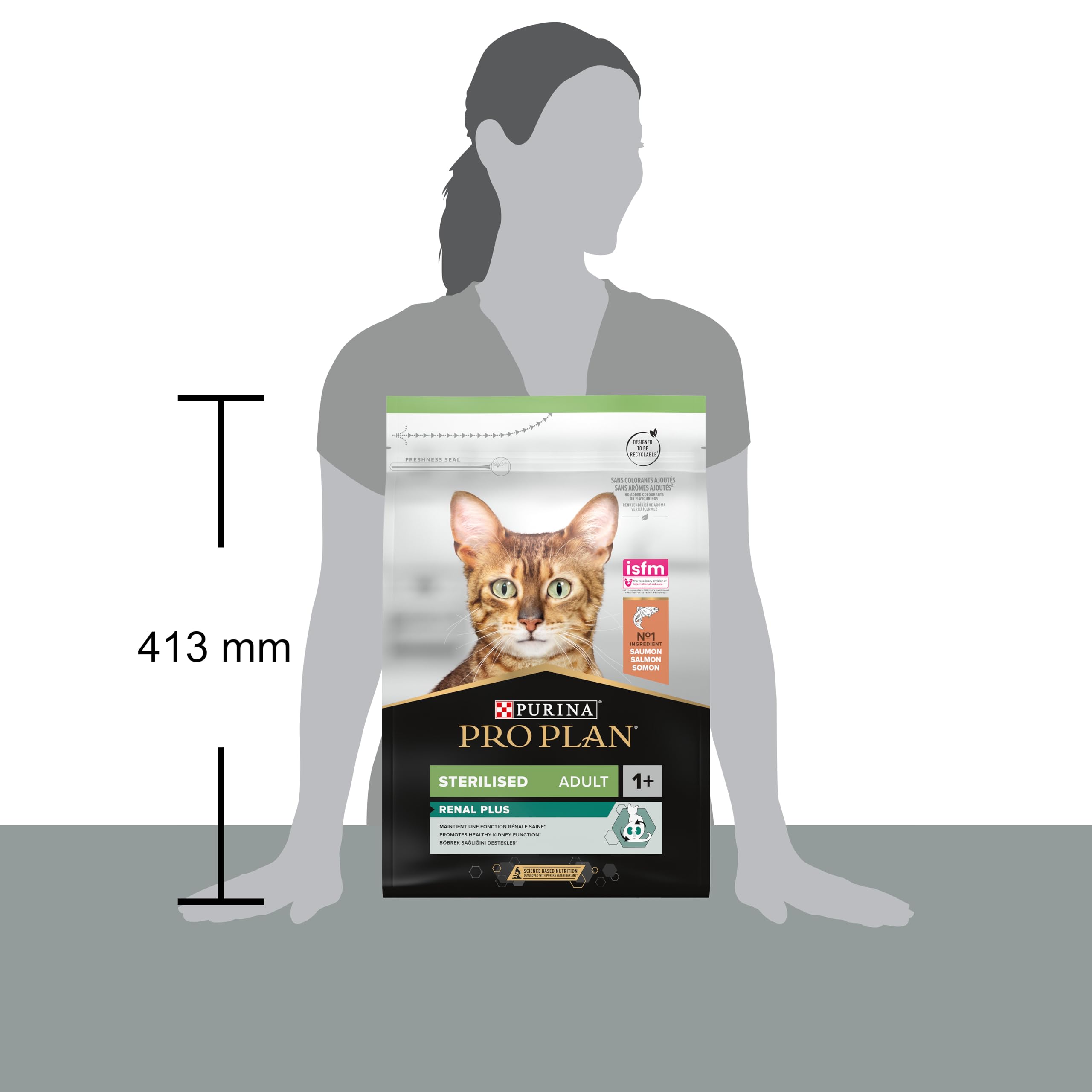 PURINA PRO PLAN | Renal Plus | Chat | Croquettes complètes pour Chat Adulte Stérilisé | Aide au maintien d'une fonction rénale saine et du système urinaire | au Saumon | Sac | 3Kg