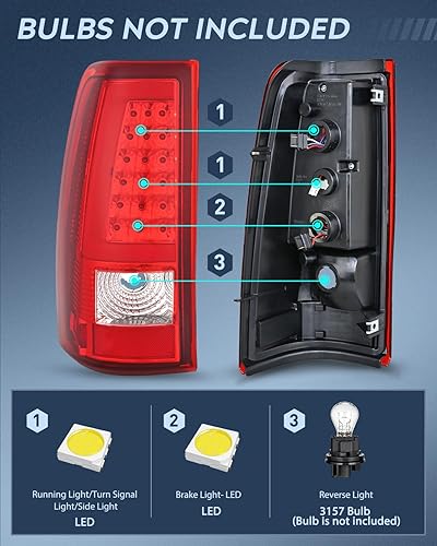 Vista 136 de Nilight Conjunto de luz trasera para Chevy Silverado 1500 1500HD 2500 2500 2500HD 3500 2007 Chevrolet Classic OE estilo pasajero lámpara trasera