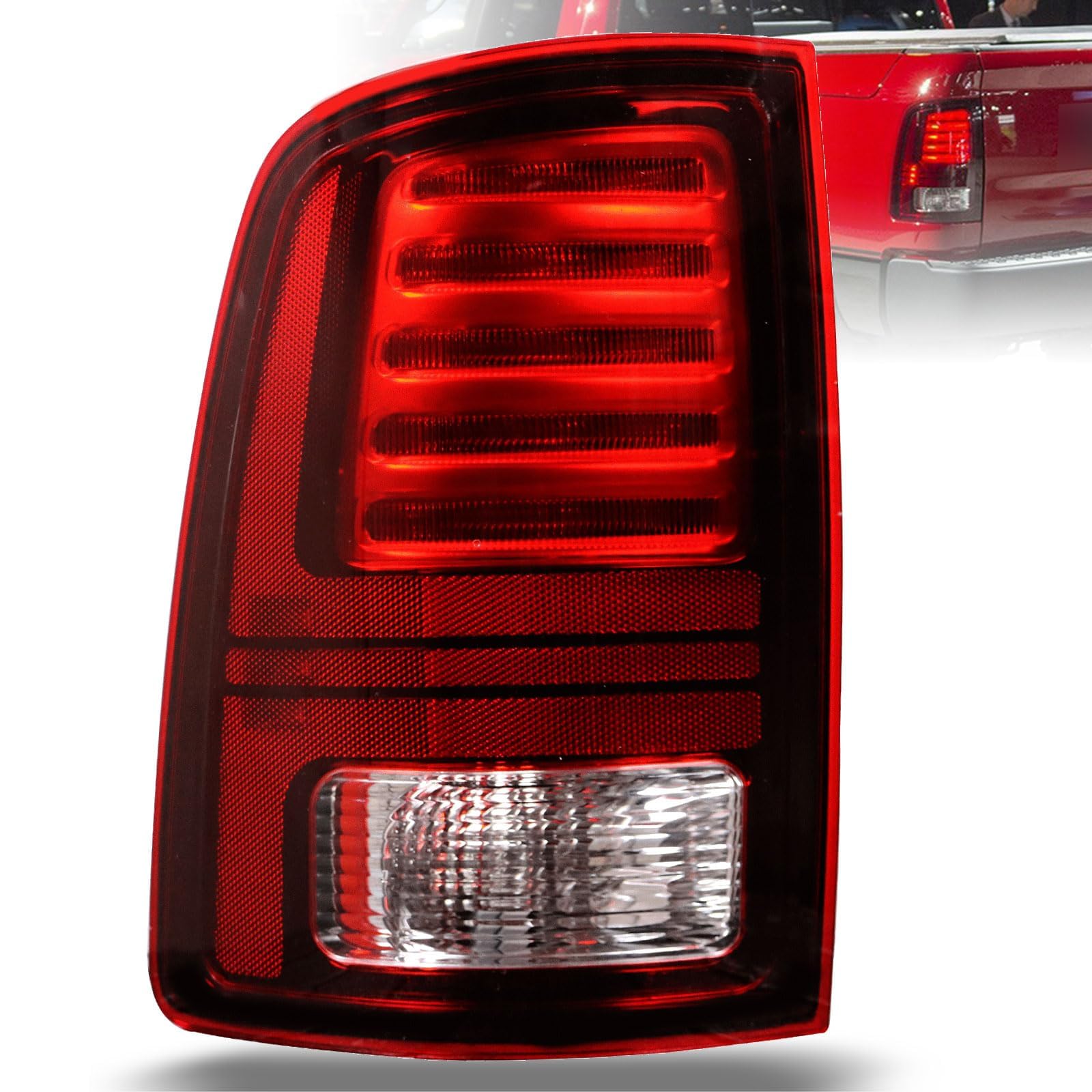 Photo 1 of **FACTORY SEALED** Lochnchn LED Tail Light Compatible with 2013-2018 Ram 1500,2014-2018 Ram 2500/3500 Rear Taillight with Blub Brake Lamp Assembly Red Lens Black Interior Left Driver Side Replace 68093081AB