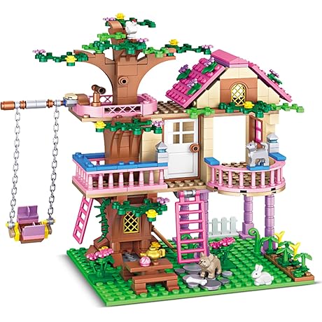 Buildable Forest Tree House Playset Compatible with Lego Friends for Kids Ages 6-12 [7652]